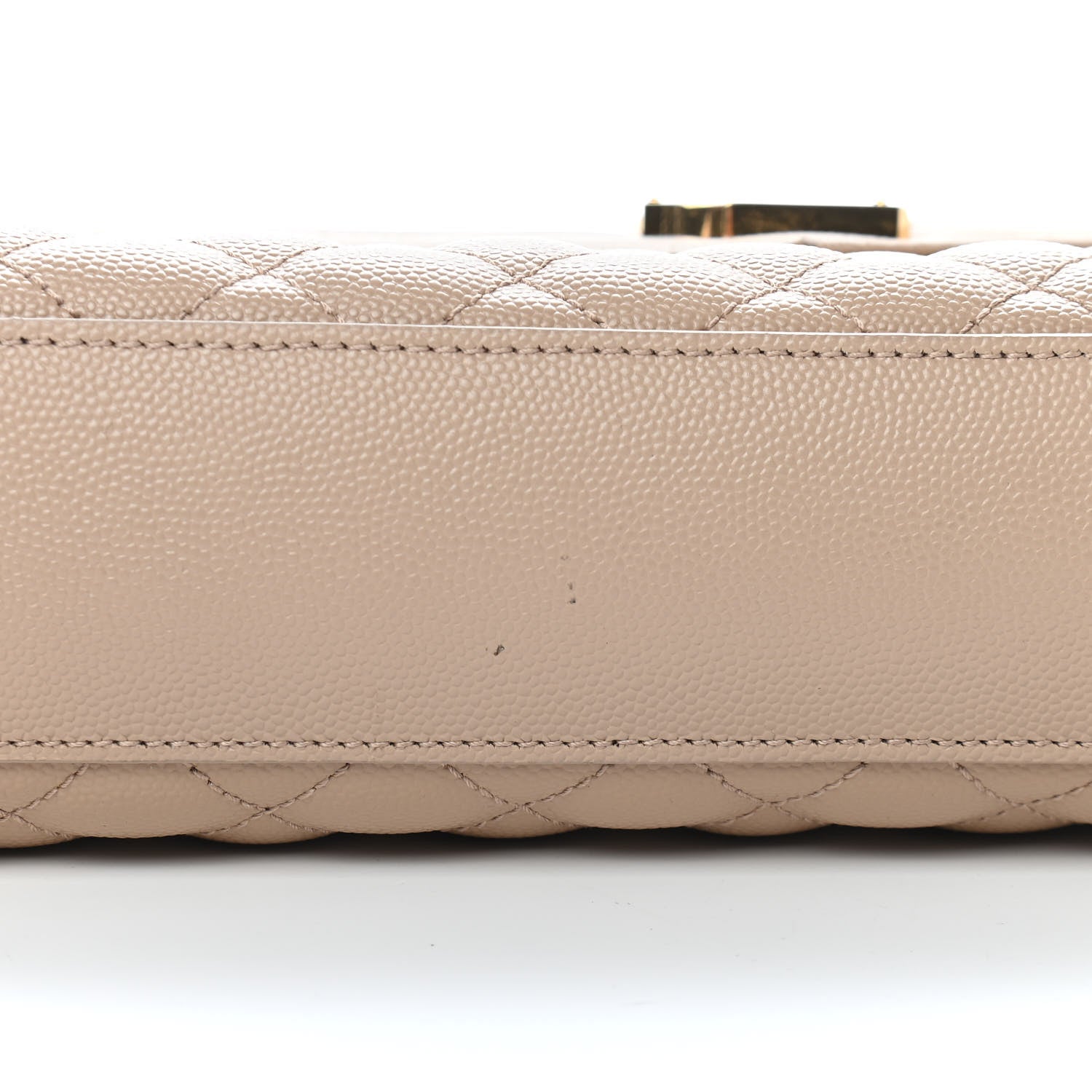 Saint Laurent Grain De Poudre Mixed Matelasse Large Triquilt Monogram Satchel Dark Beige 8 of 8
