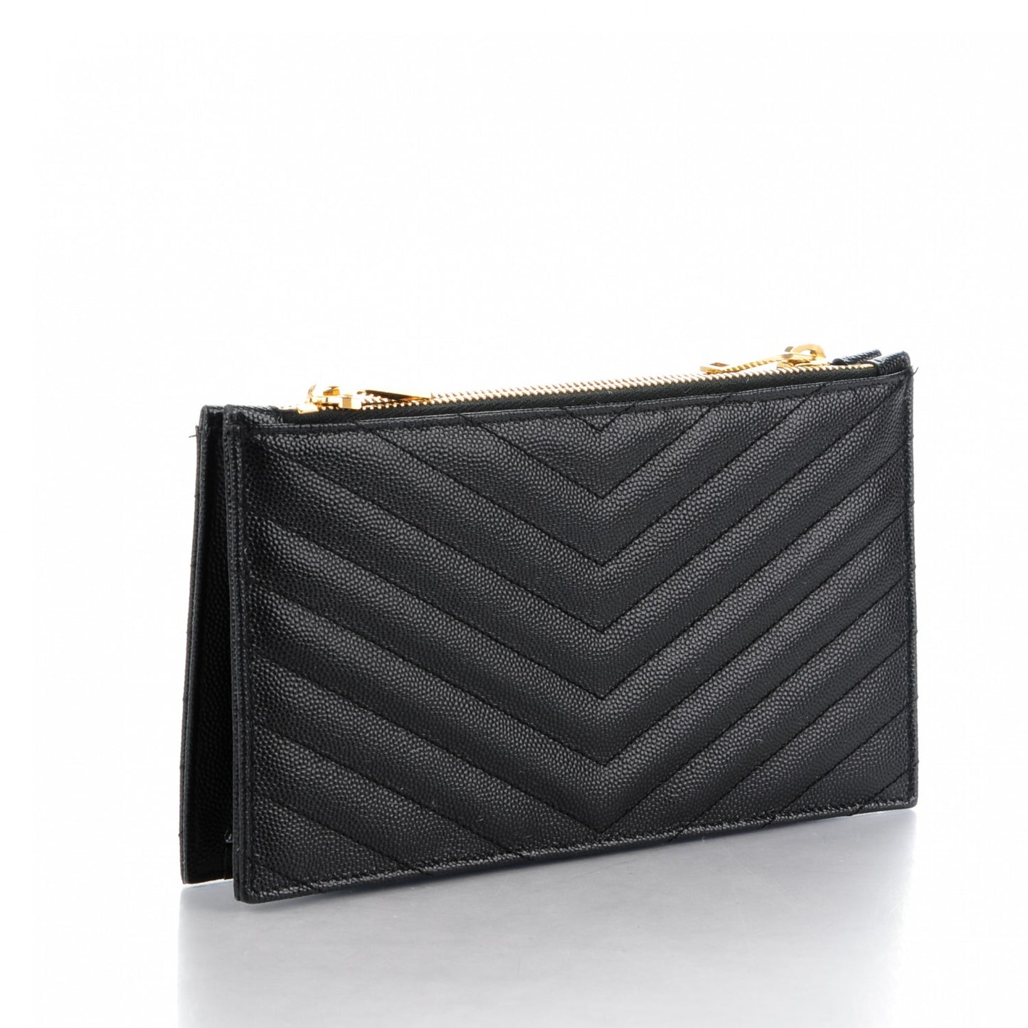 Grain De Poudre Matelasse Chevron Monogram Double Zip Wallet Black