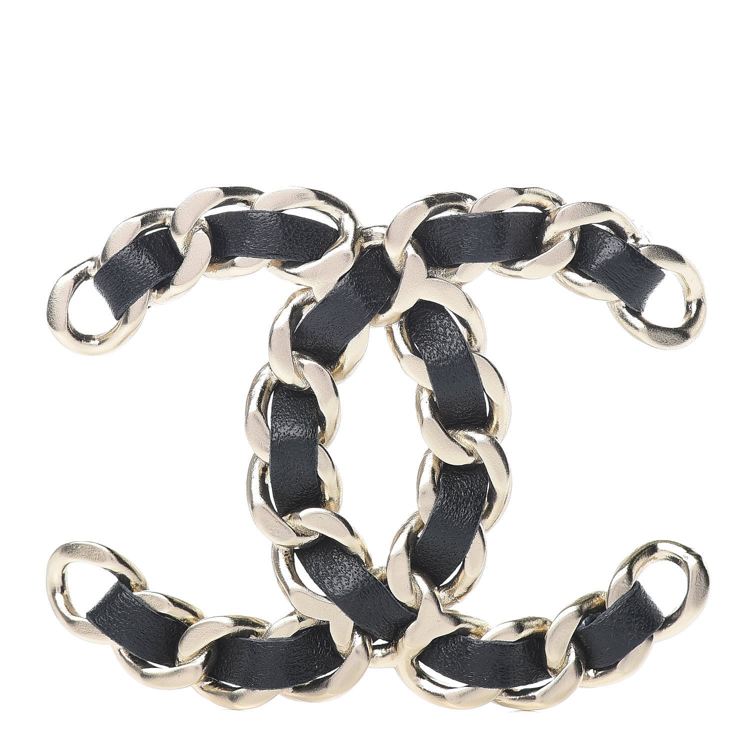 Chanel Lambskin Chain CC Brooch Black Gold 1 of 5