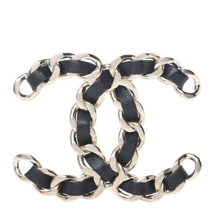 Chanel Lambskin Chain CC Brooch Black Gold 1 of 5