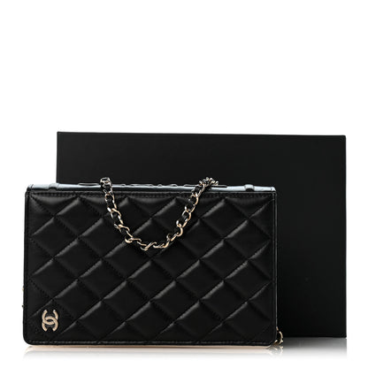 Chanel Lambskin Quilted Book Wallet On Chain WOC Black 12 of 12