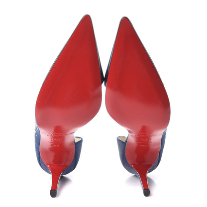 Christian Louboutin Satin New Helmut 100 Pumps 39.5 Navy 5 of 7