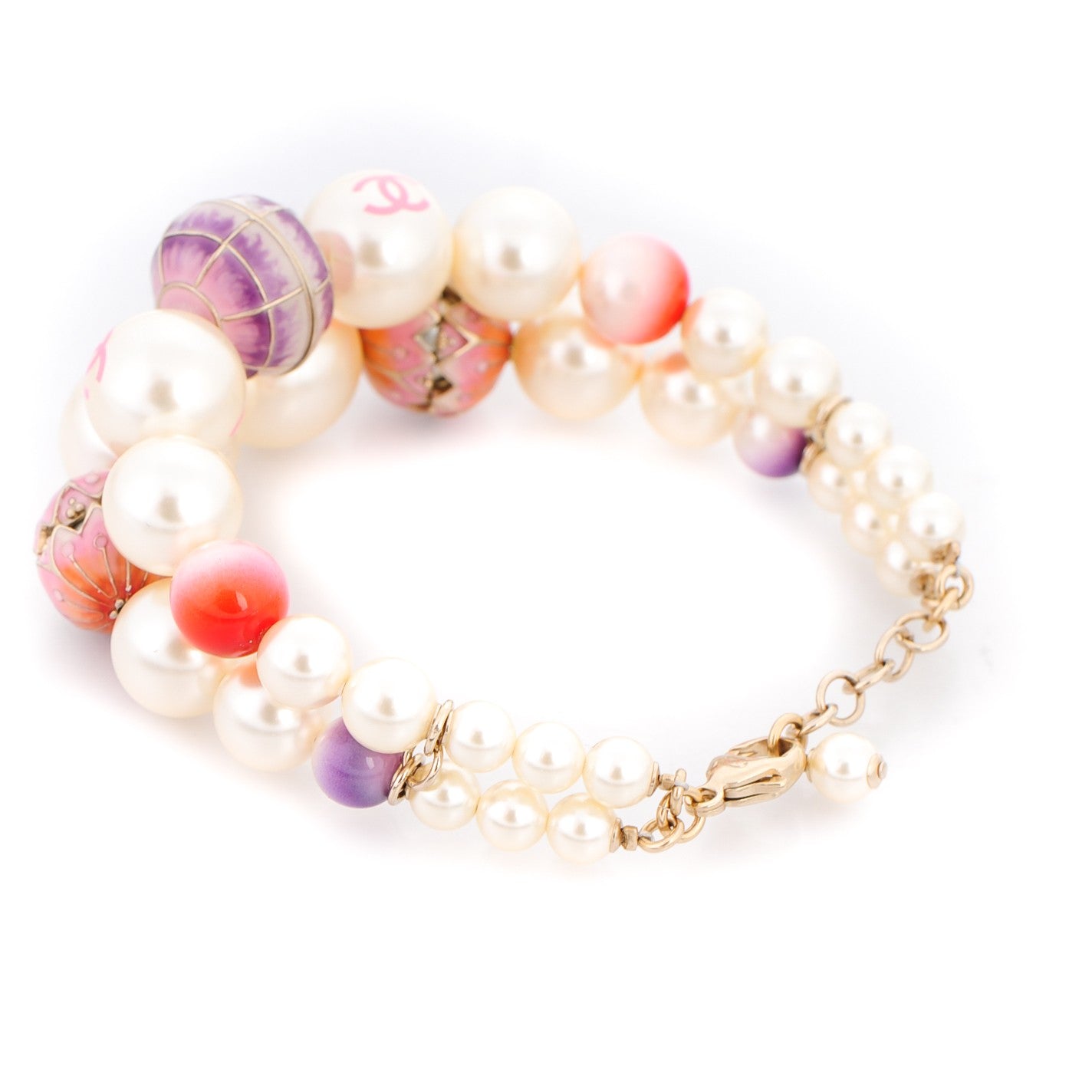 Pearl Enamel CC Korean Garden Bracelet Pink Multicolor