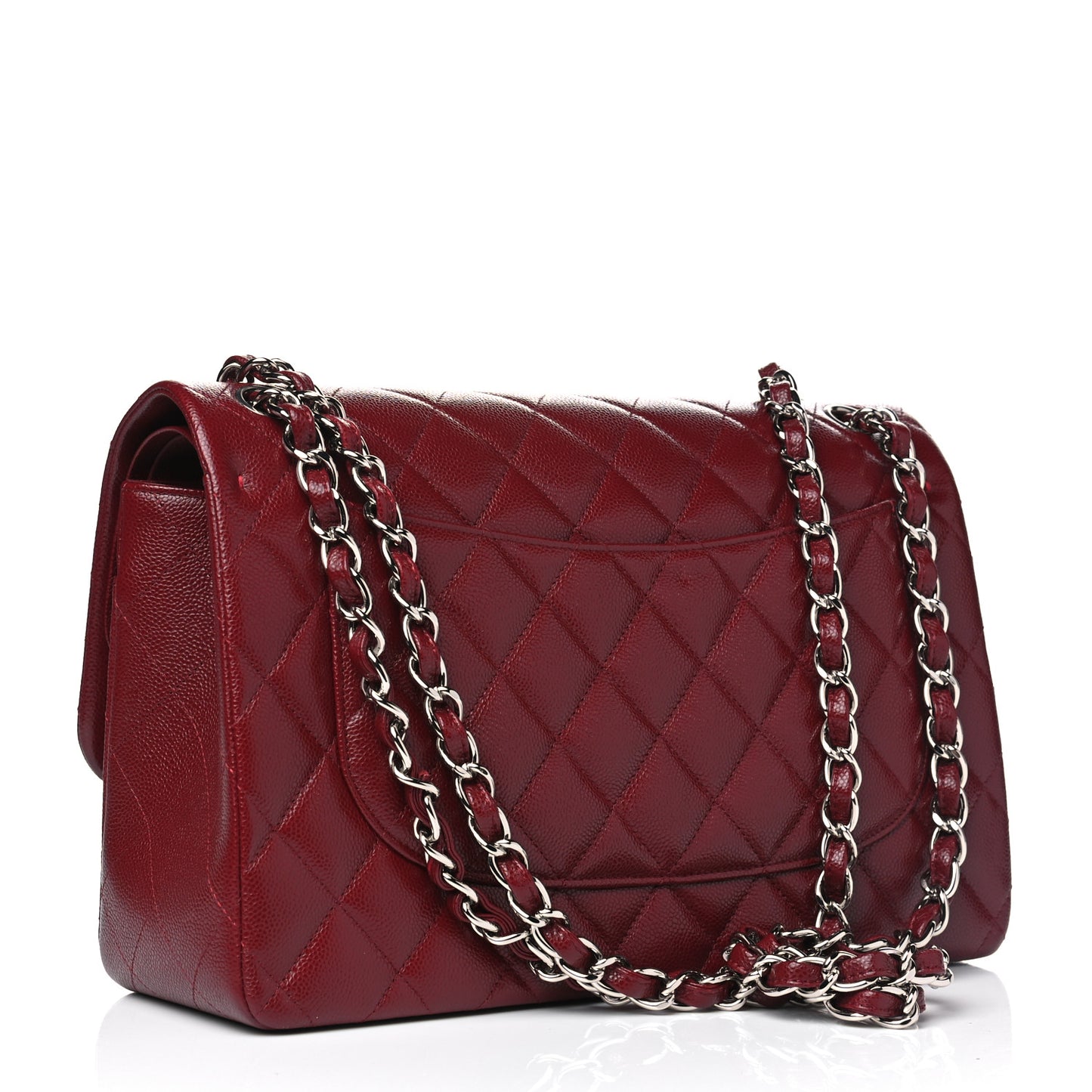Caviar Quilted Jumbo Double Flap Burgundy