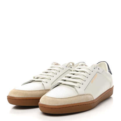 Saint Laurent Calfskin Perforated Suede SL10 Court Classic Low Top Sneakers 39.5 White 3 of 9