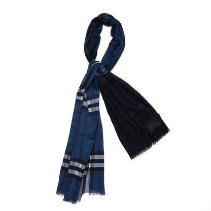 Burberry Wool Silk Gauze Ombre Giant Check Scarf Cadet Blue 1 of 5