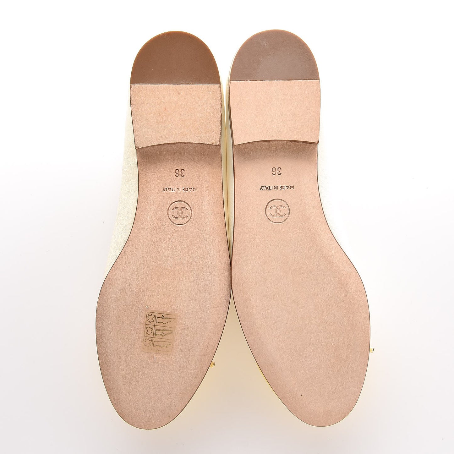 Lambskin Cap Toe Ballerina Flats 36 White Yellow