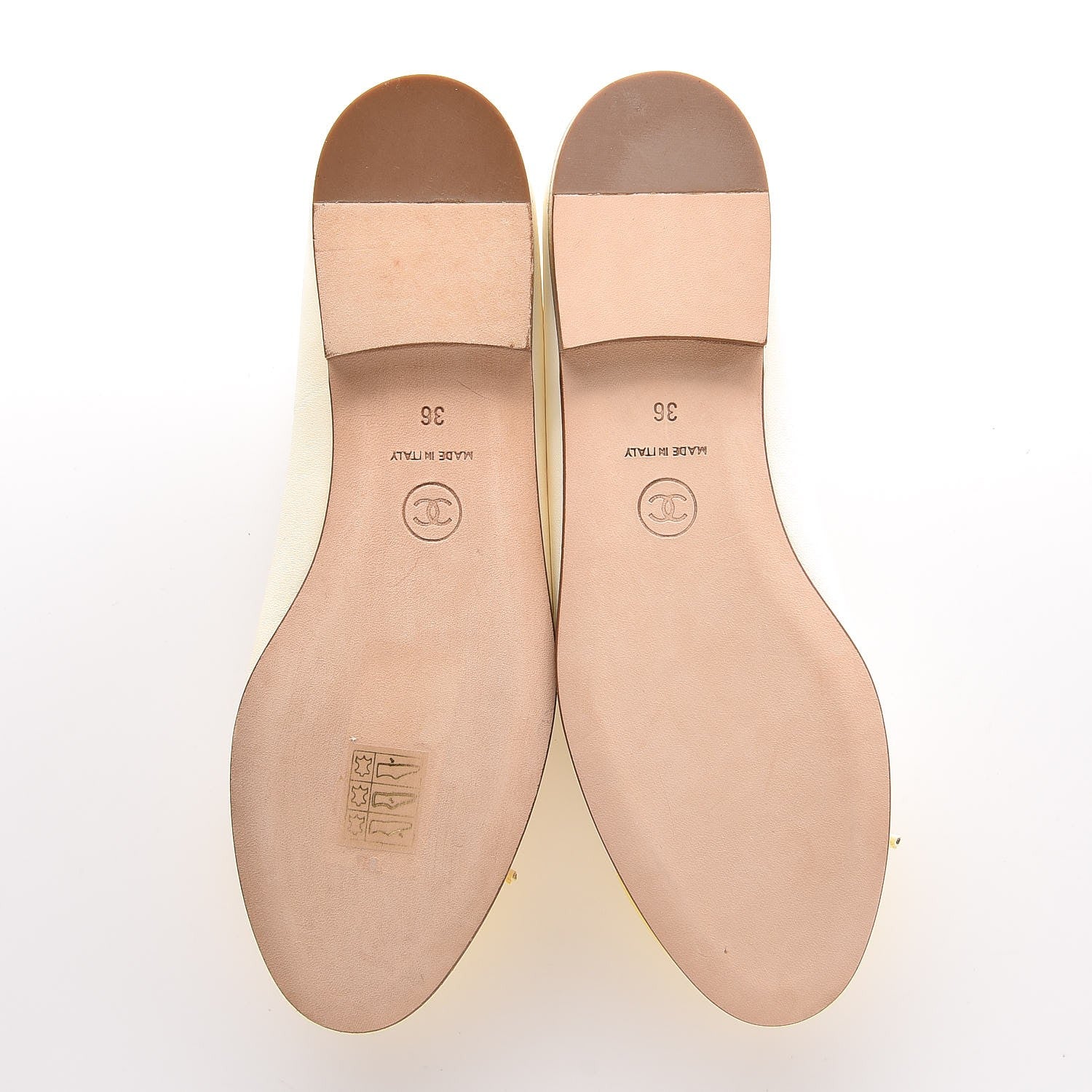 Chanel Lambskin Cap Toe Ballerina Flats 36 White Yellow 5 of 10