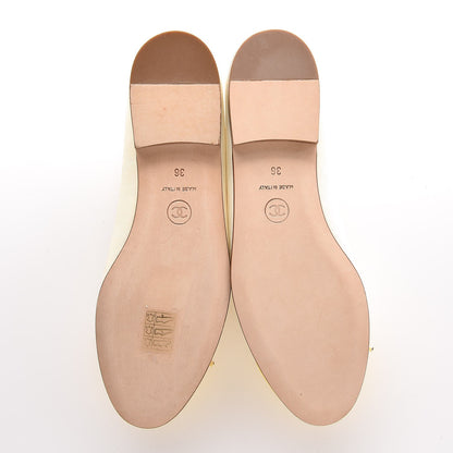Chanel Lambskin Cap Toe Ballerina Flats 36 White Yellow 5 of 10