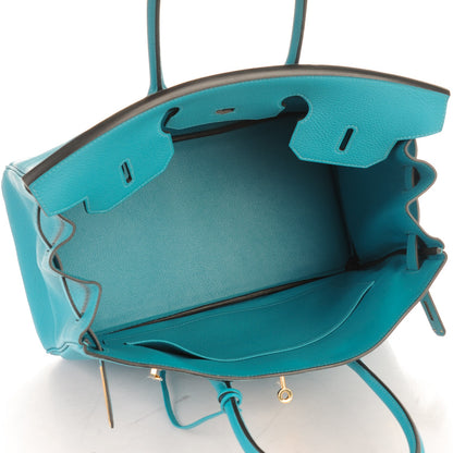Hermes Taurillon Clemence Birkin 35 Turquoise 7 of 23
