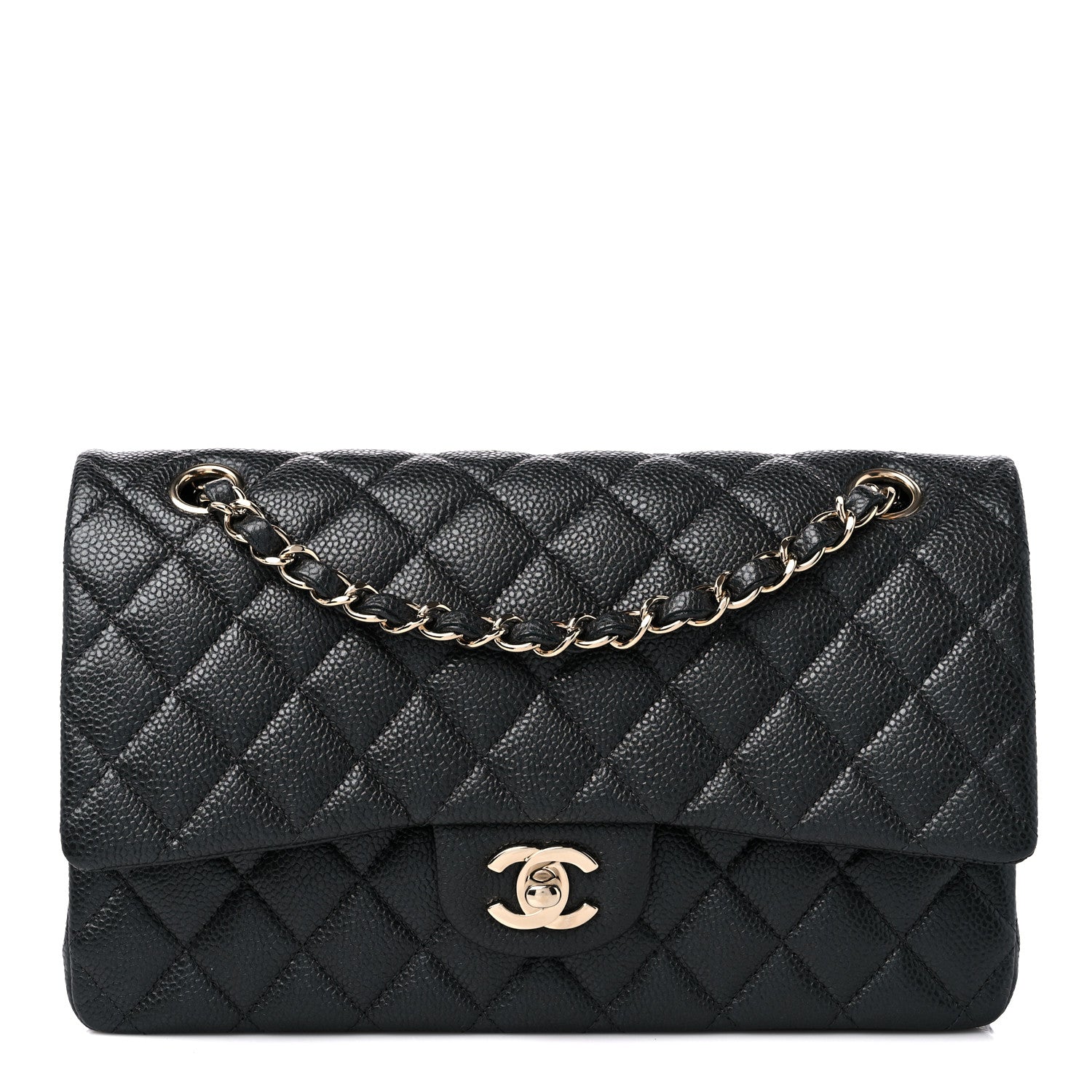 Chanel Metallic Caviar Quilted Medium Double Flap Dark Grey 1 of 9