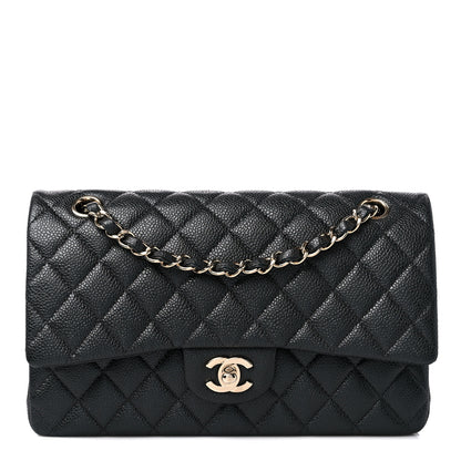 Chanel Metallic Caviar Quilted Medium Double Flap Dark Grey 1 of 9