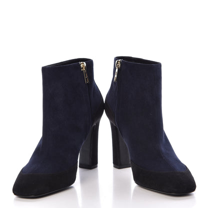 Hermes Suede Goatskin Neila Ankle Boots 37 Marine Black 5 of 13