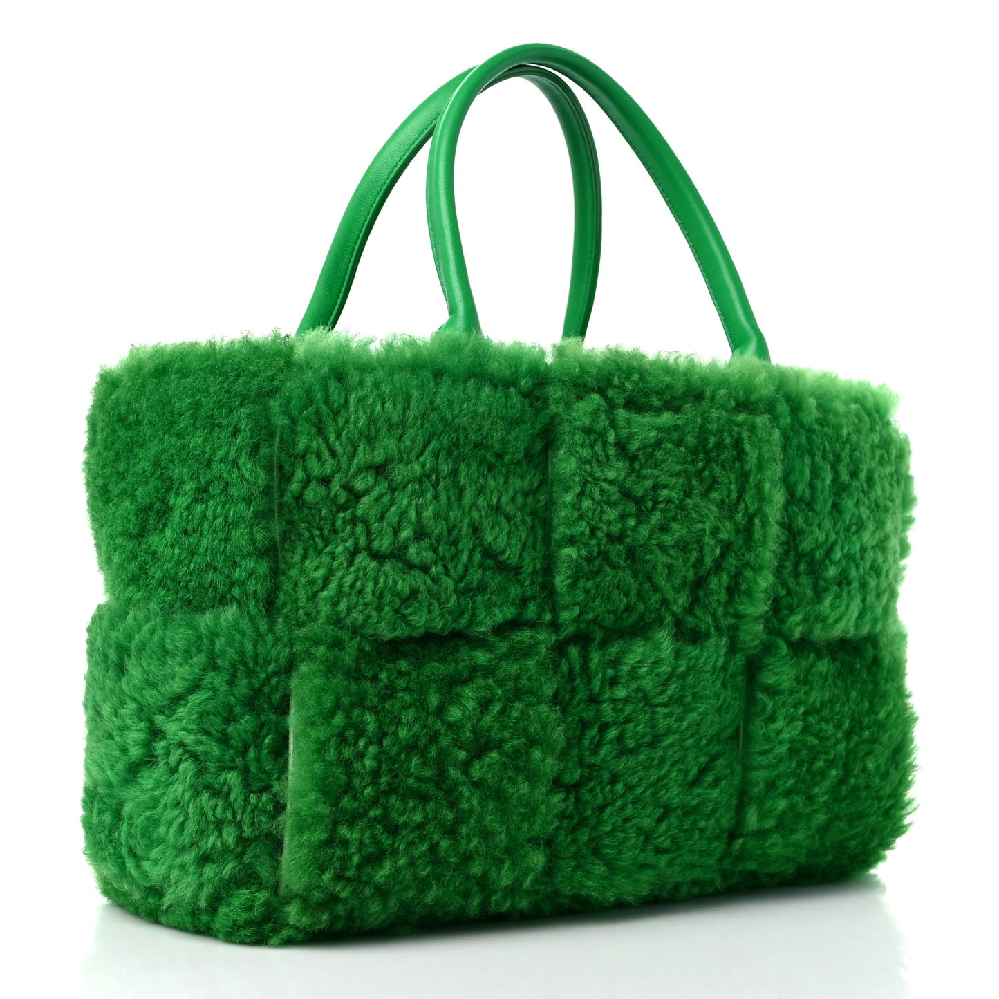 Shearling Small Intrecciato Arco Tote Parakeet