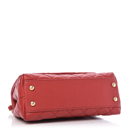 Chanel Caviar Lizard Embossed Quilted Mini Coco Handle Flap Red 4 of 10