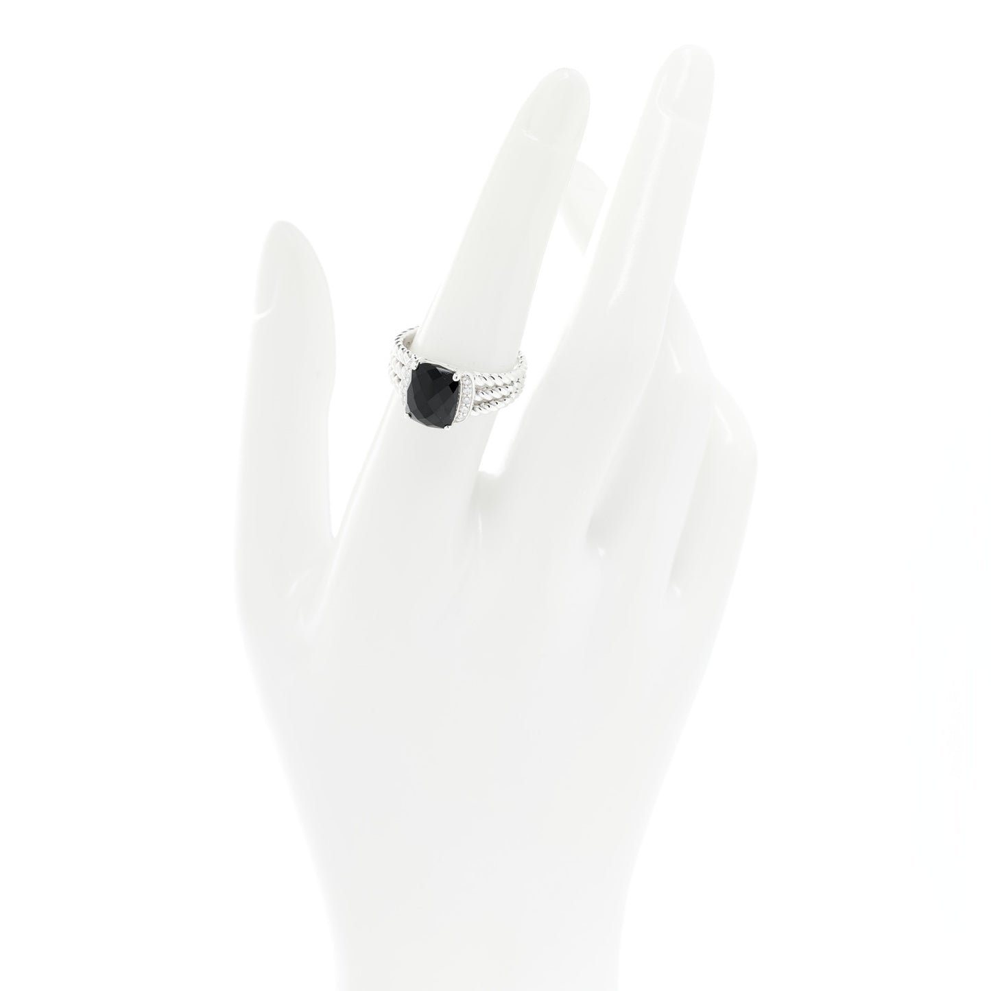 Sterling Silver Diamond Black Onyx 10mm Petite Wheaton Ring 54 6.75