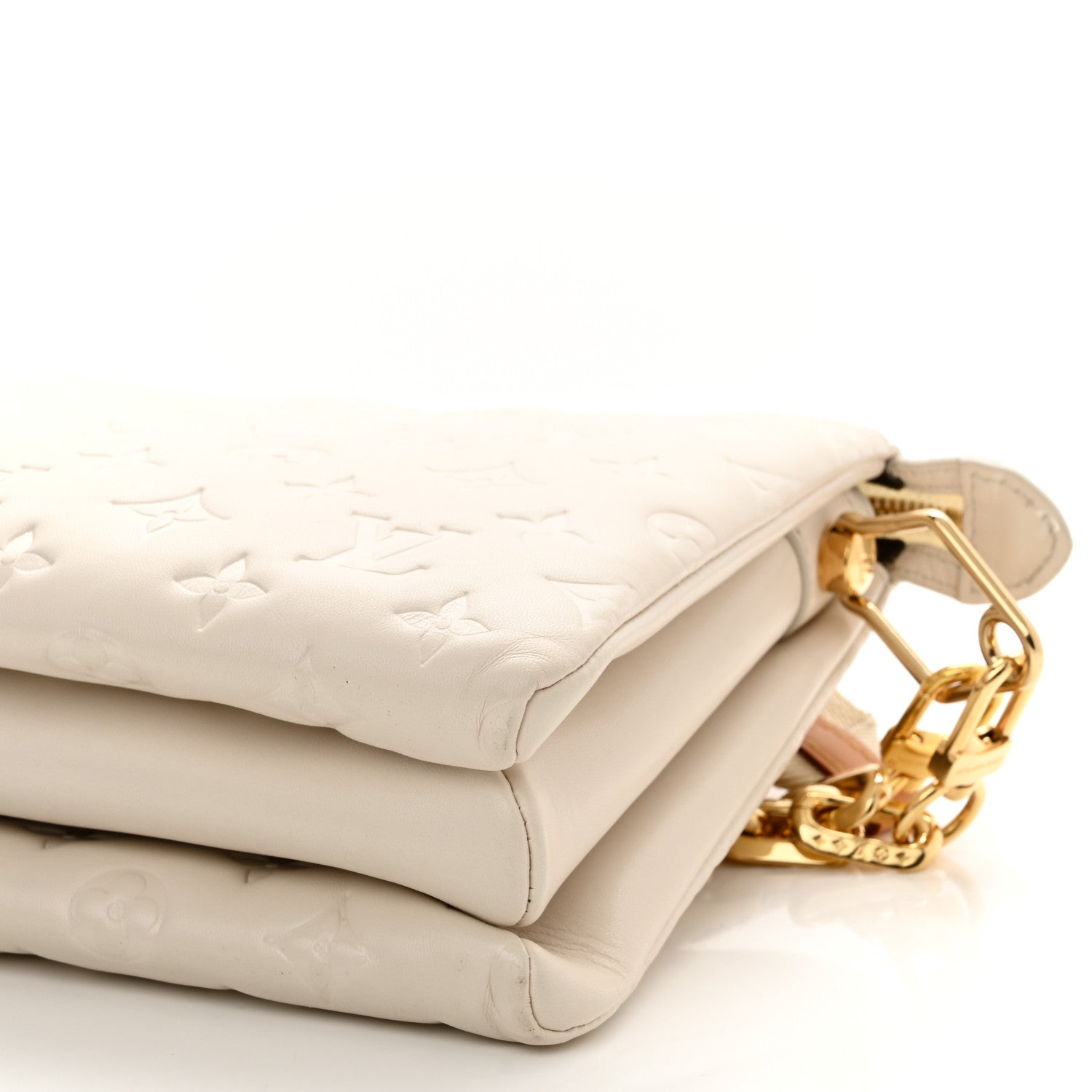 Louis Vuitton Lambskin Embossed Monogram Coussin PM Beige Cream 8 of 11