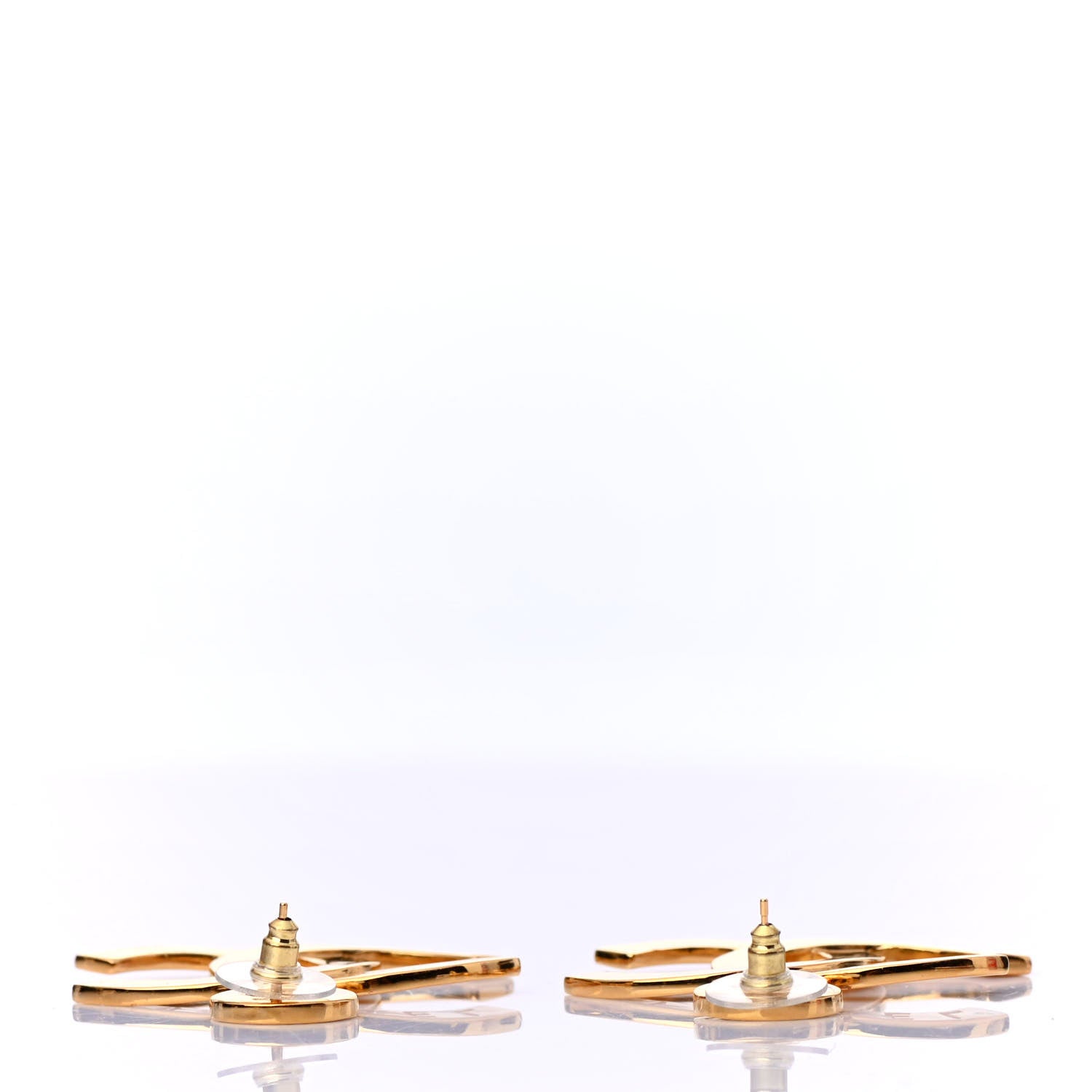 Chanel Metal Large Paris Button Earrings Gold 3 of 4