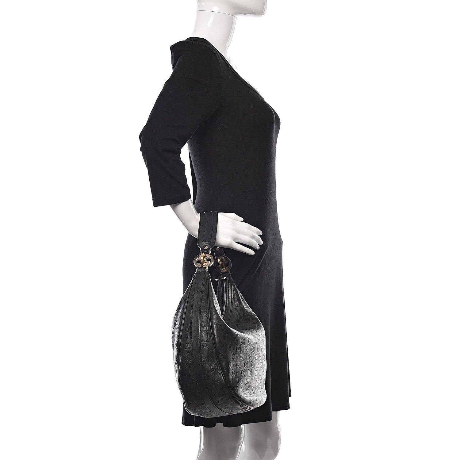 Gucci Guccissima Medium GG Twins Hobo Black 2 of 9