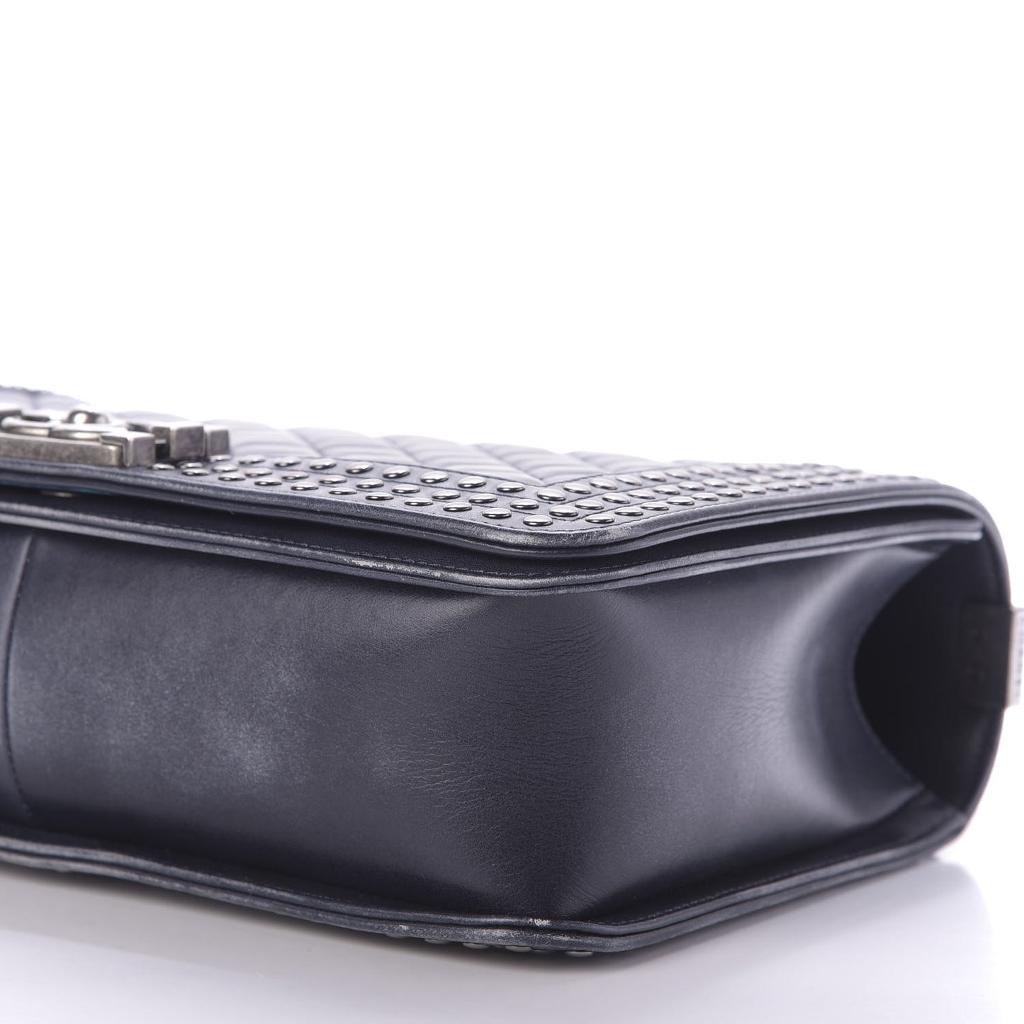 Faded Calfskin Quilted Medium Studded Boy Flap Black