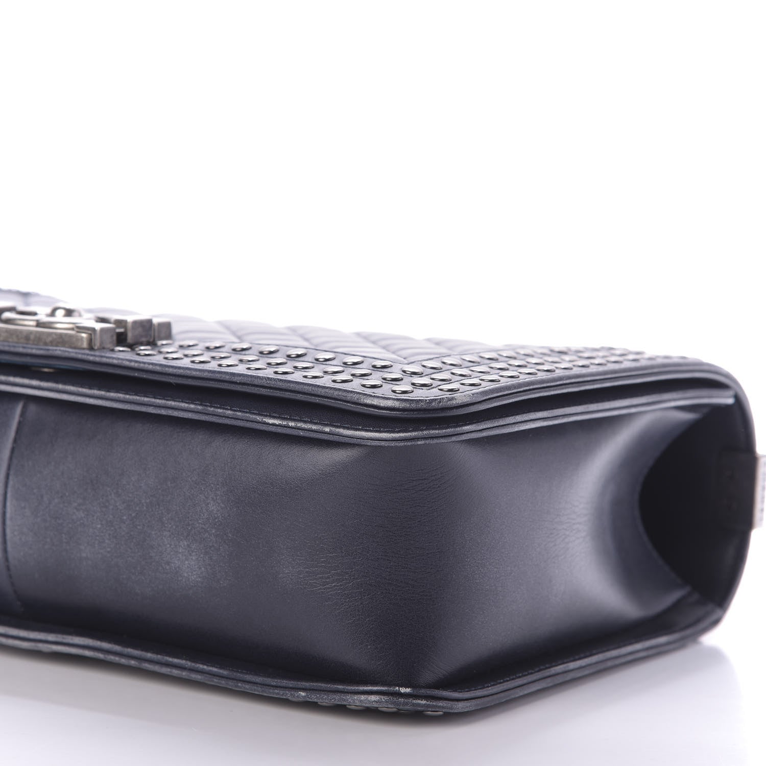 Chanel Faded Calfskin Quilted Medium Studded Boy Flap Black 8 of 10