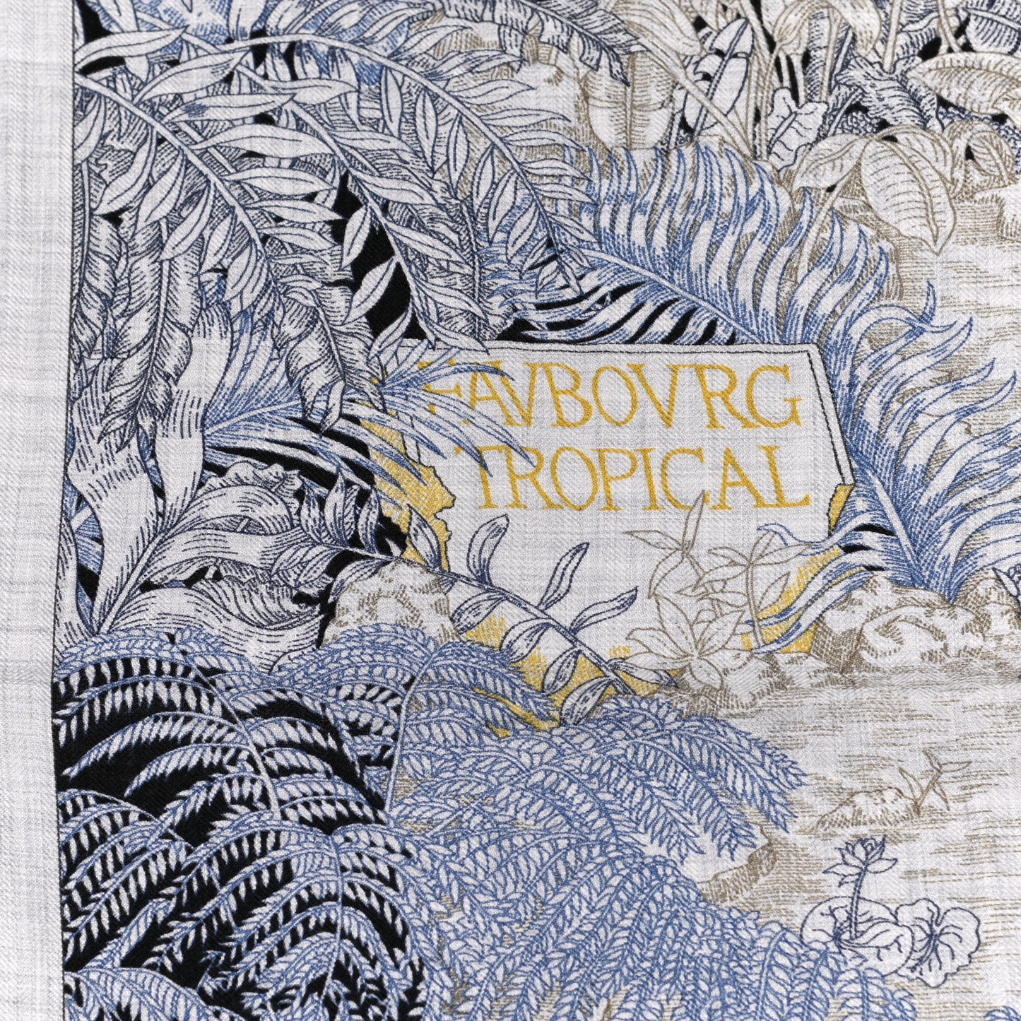 Cashmere Silk Faubourg Tropical Shawl 140 Gris Chine Encre
