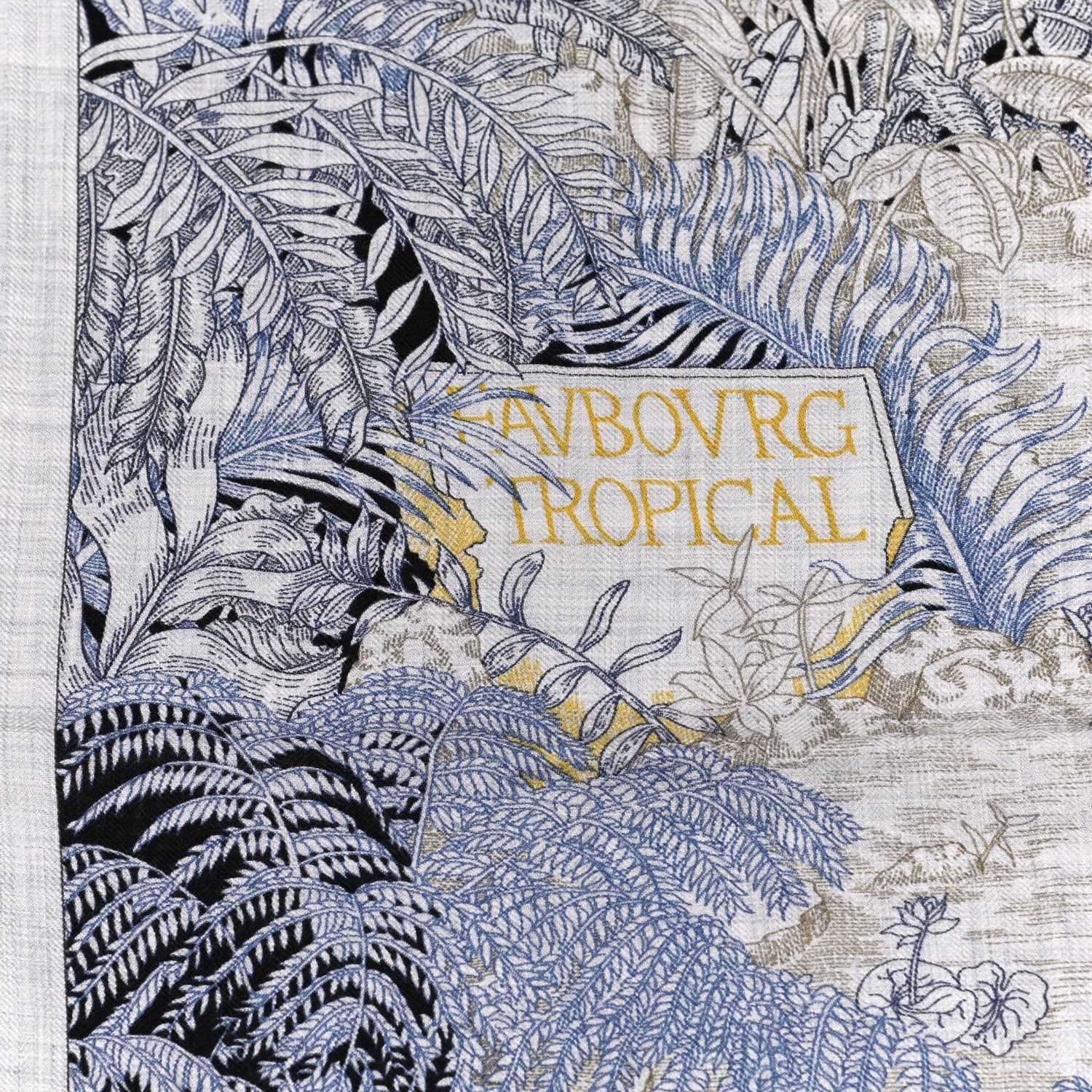 Hermes Cashmere Silk Faubourg Tropical Shawl 140 Gris Chine Encre 6 of 6