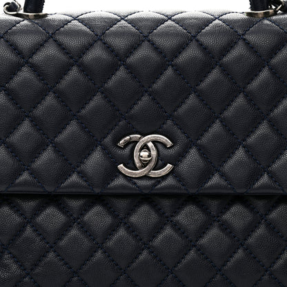 Chanel Caviar Quilted Medium Coco Handle Flap Navy Blue 7 of 9