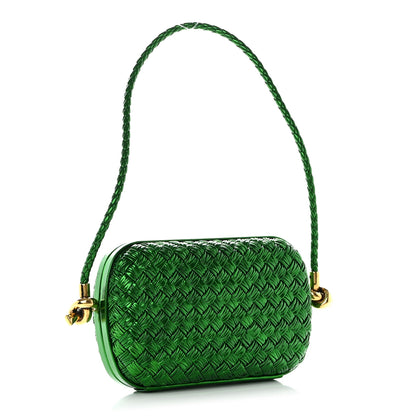 Bottega Veneta Metallic Calfskin Intrecciato Knot On Strap Envy 3 of 9