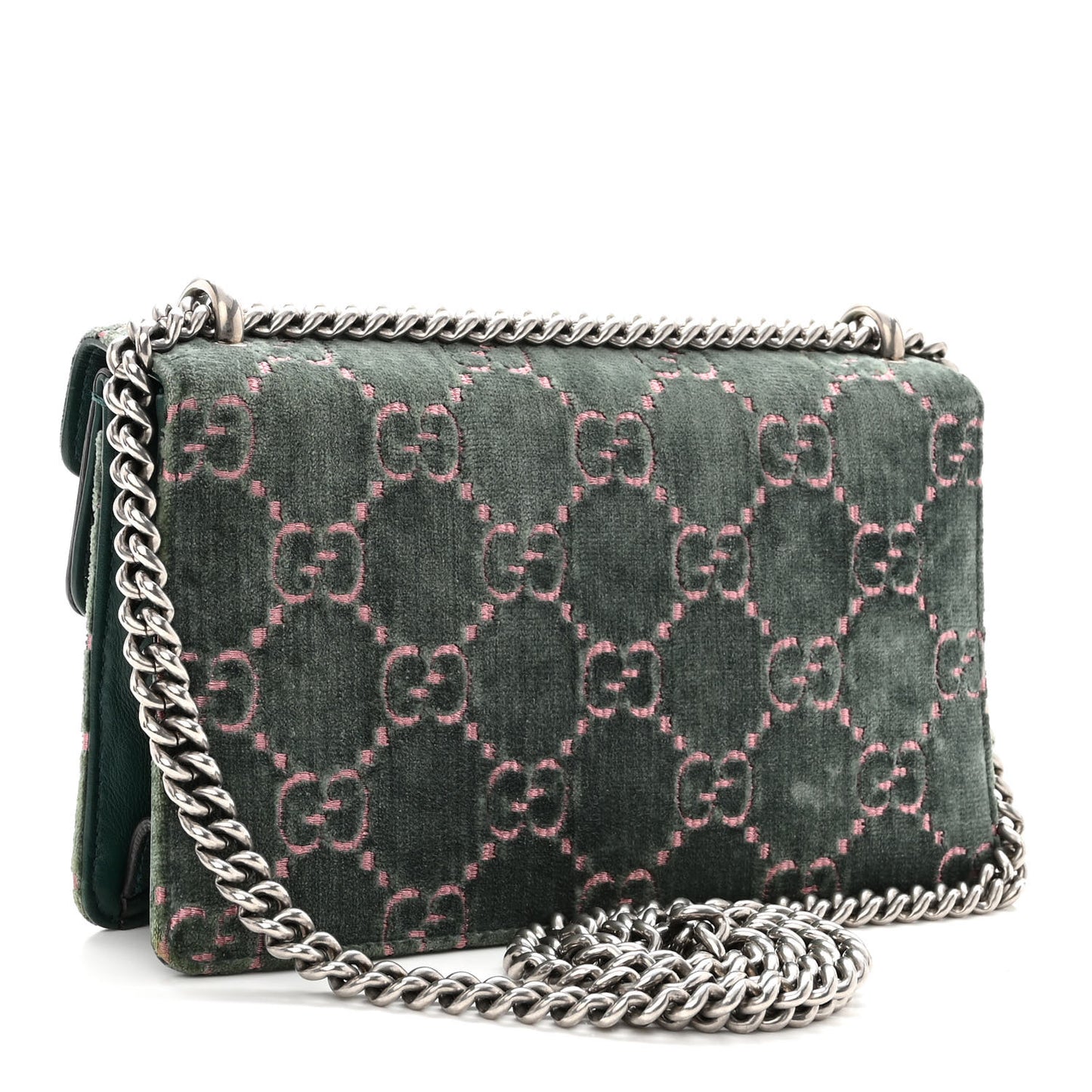 Velvet Moon Calfskin Crystal GG Monogram Small Dionysus Shoulder Bag Avio Dusty Pink Black Diamond