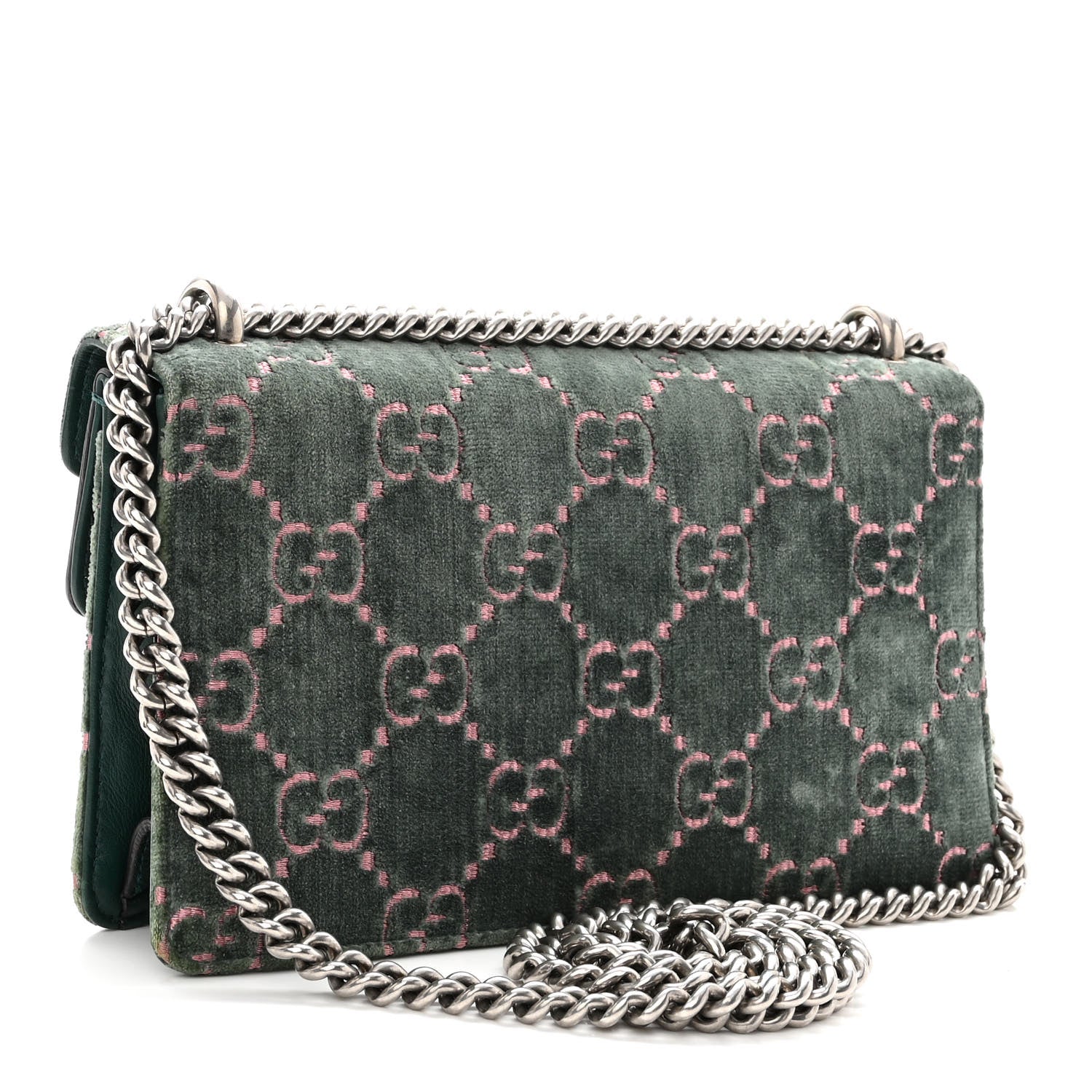Gucci Velvet Moon Calfskin Crystal GG Monogram Small Dionysus Shoulder Bag Avio Dusty Pink Black Diamond 3 of 10