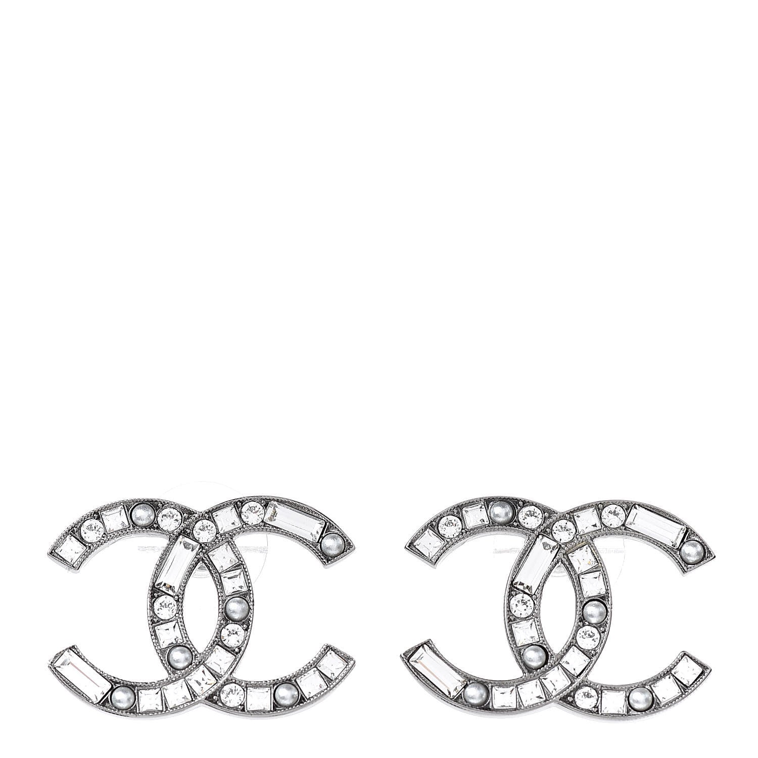 Chanel Baguette Crystal Pearl CC Bright Young Things Earrings Ruthenium 1 of 5