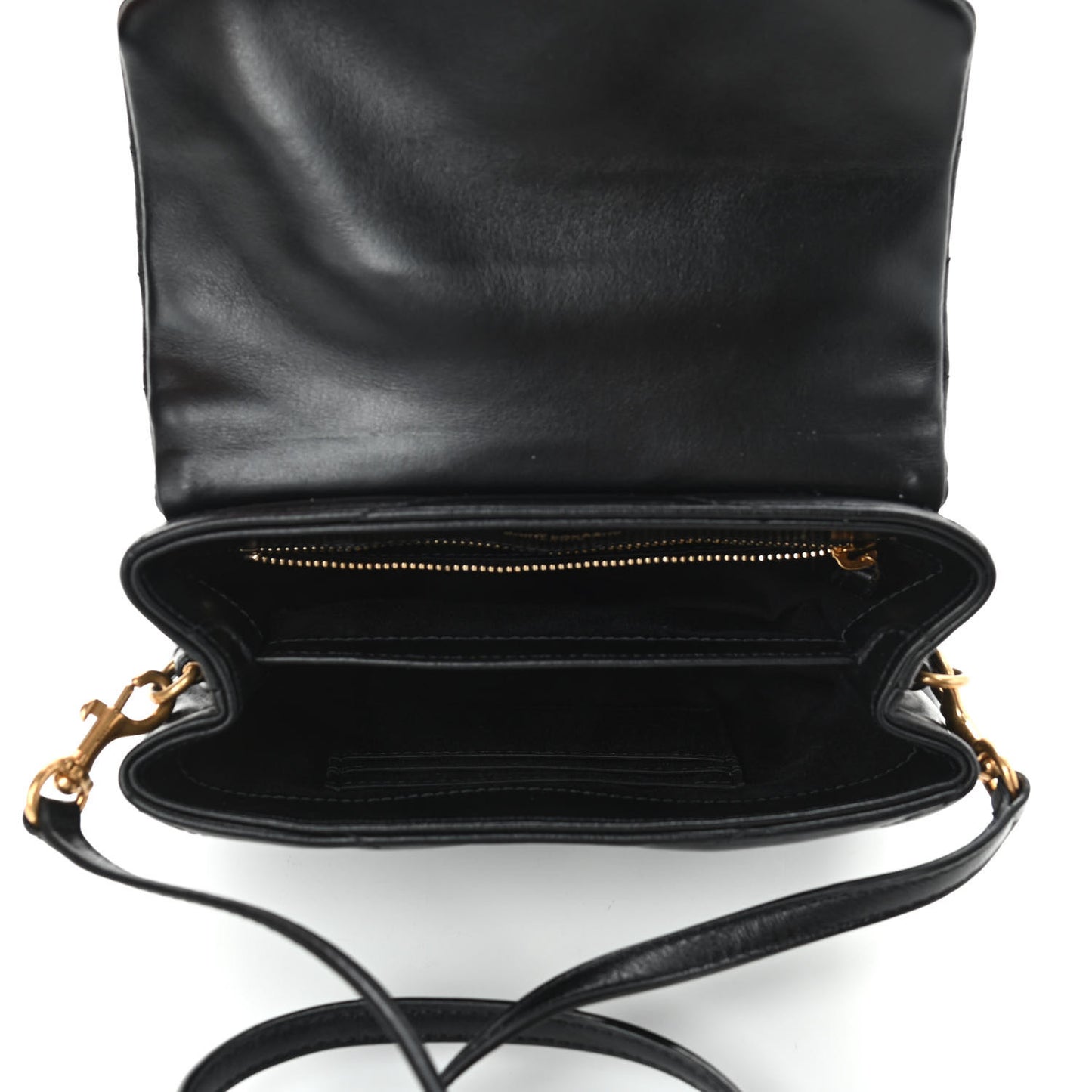 Calfskin Y Quilted Monogram Toy Loulou Crossbody Bag Black