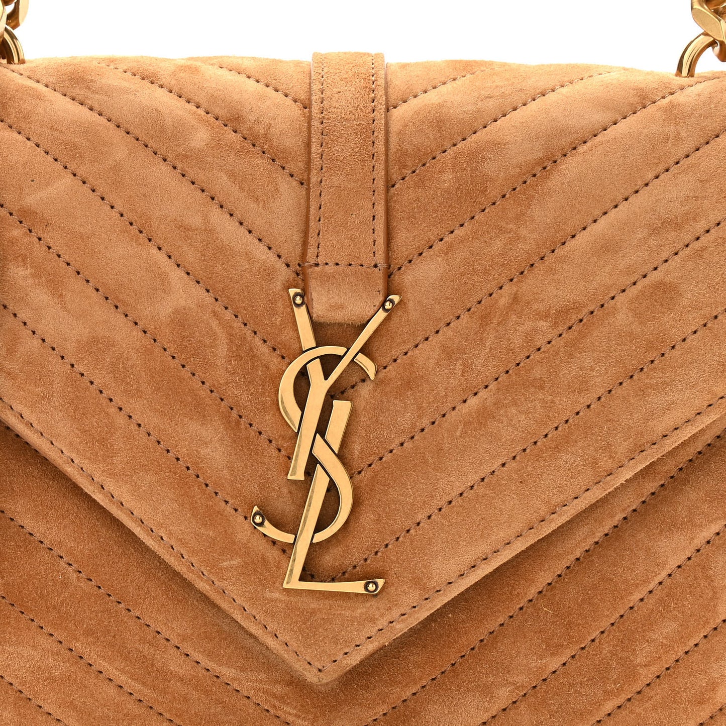 Suede Matelasse Chevron Monogram Medium College Bag Cinnamon