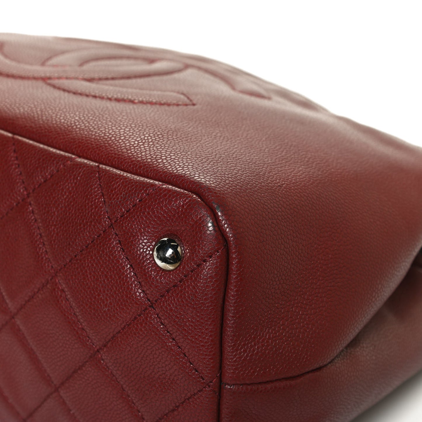 Caviar Quilted Large Timeless CC Soft Tote Dark Red