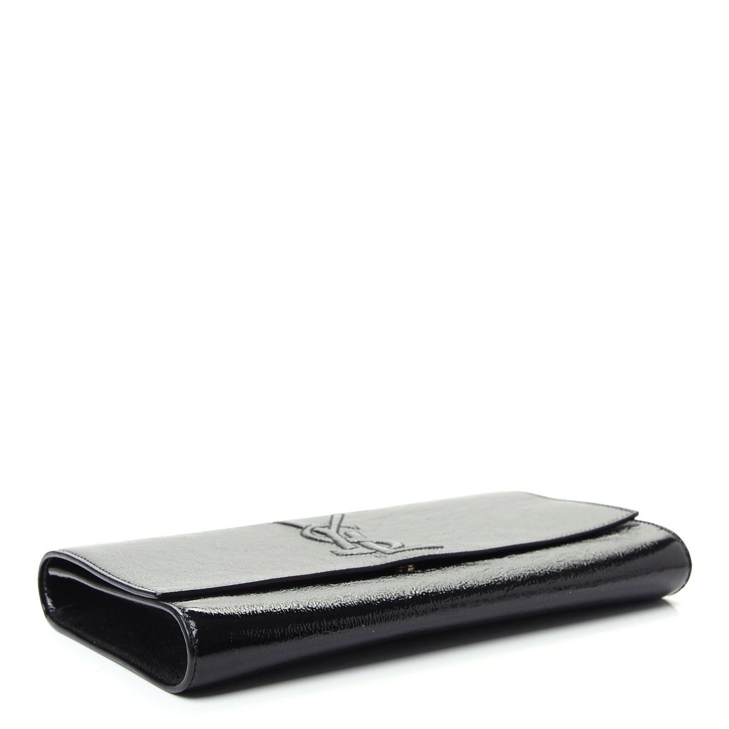 Textured Patent Monogram Large Belle De Jour Clutch Black