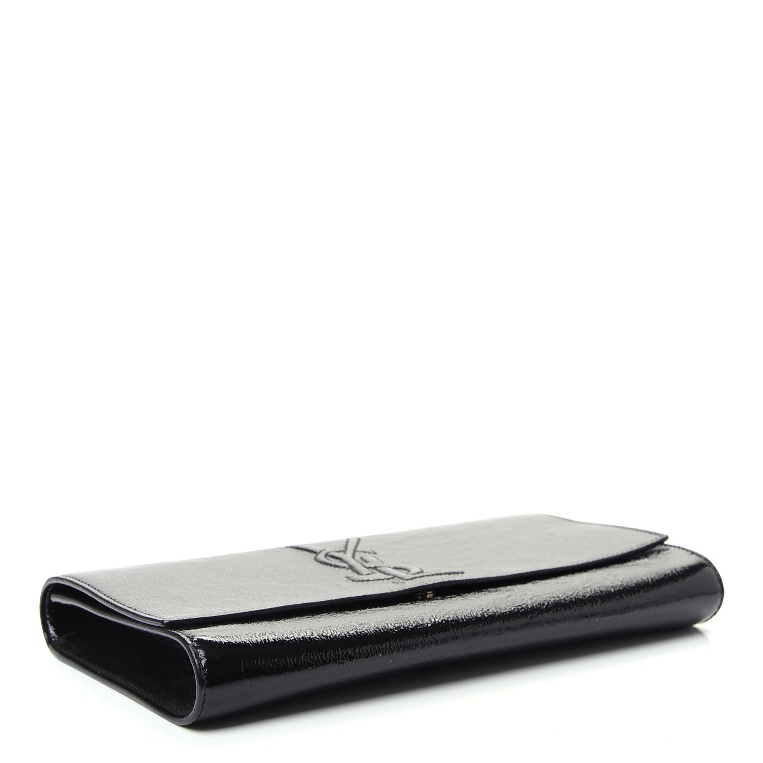 Saint Laurent Textured Patent Monogram Large Belle De Jour Clutch Black 4 of 6