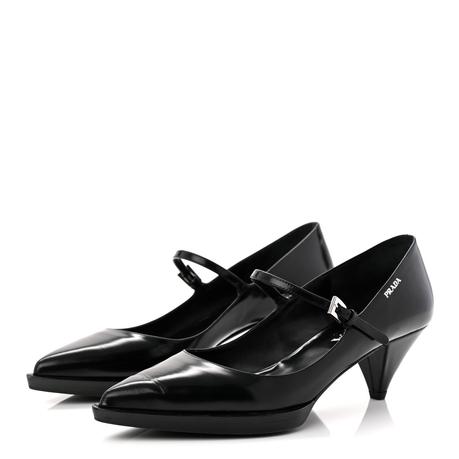Prada Spazzolato Mary Jane 45mm Pumps 37 Black 3 of 9