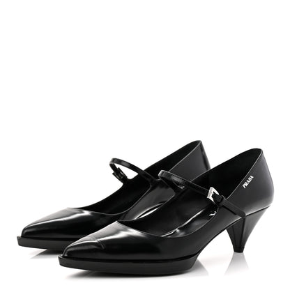 Prada Spazzolato Mary Jane 45mm Pumps 37 Black 3 of 9