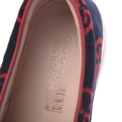Gucci Terry Cloth Miro Soft Calfskin GG Monogram Mens Dublin Slip On Sneakers 12 Blue Red Hibiscus Red 6 of 12