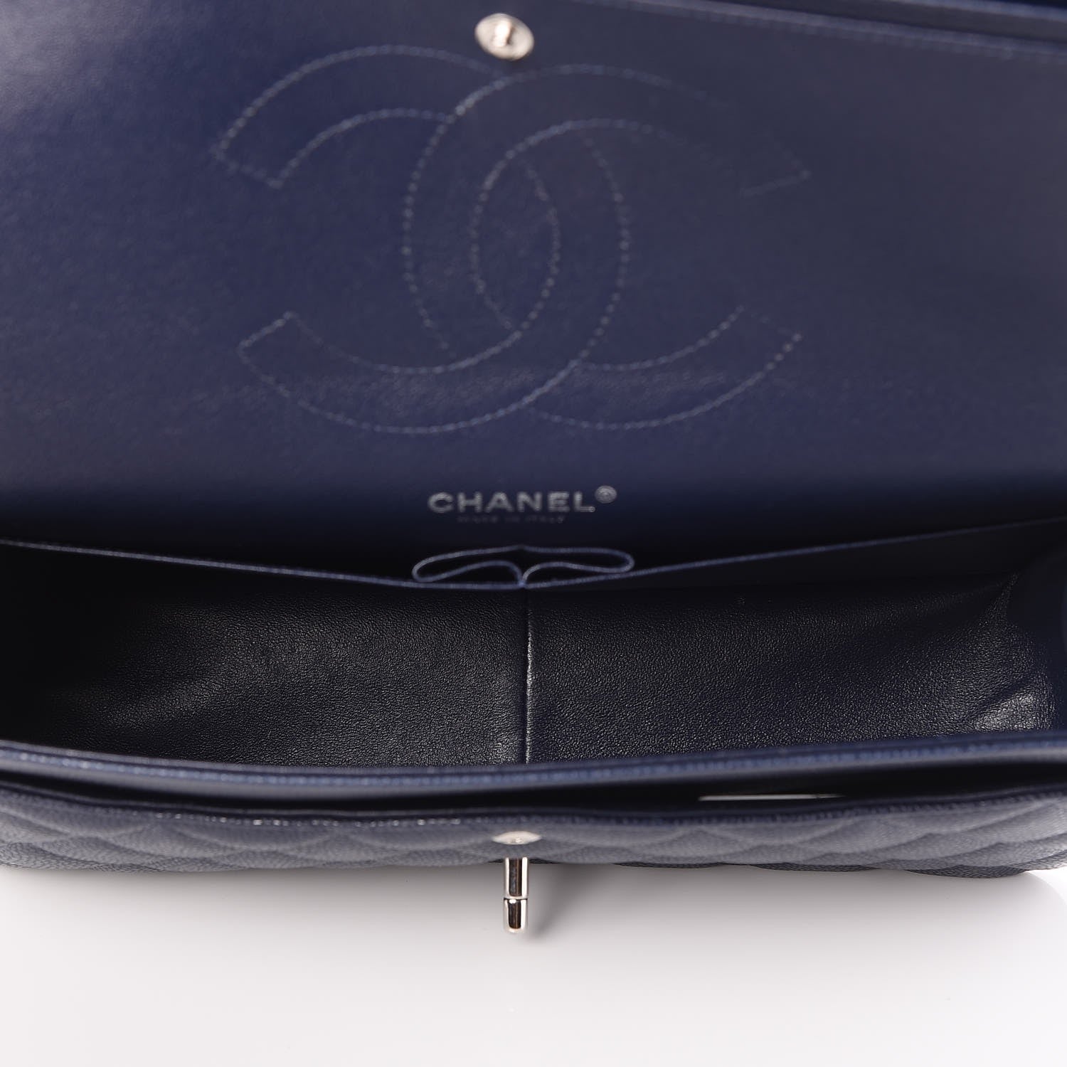 Chanel Caviar Quilted Jumbo Double Flap Navy Blue 6 of 9