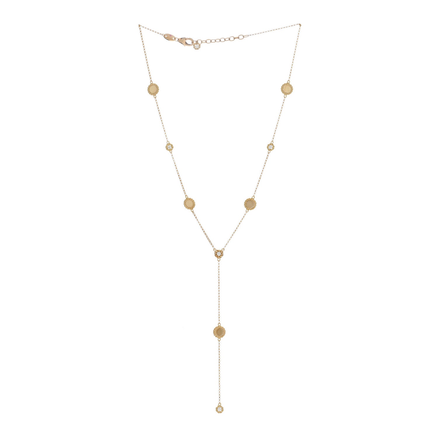 Roberto Coin 18K Yellow Gold Diamond Barocco Braid Y Drop Necklace 2 of 4