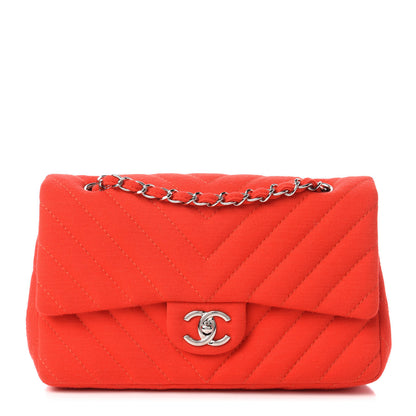 Chanel Jersey Chevron Quilted Medium Single Flap Red 1 of 10