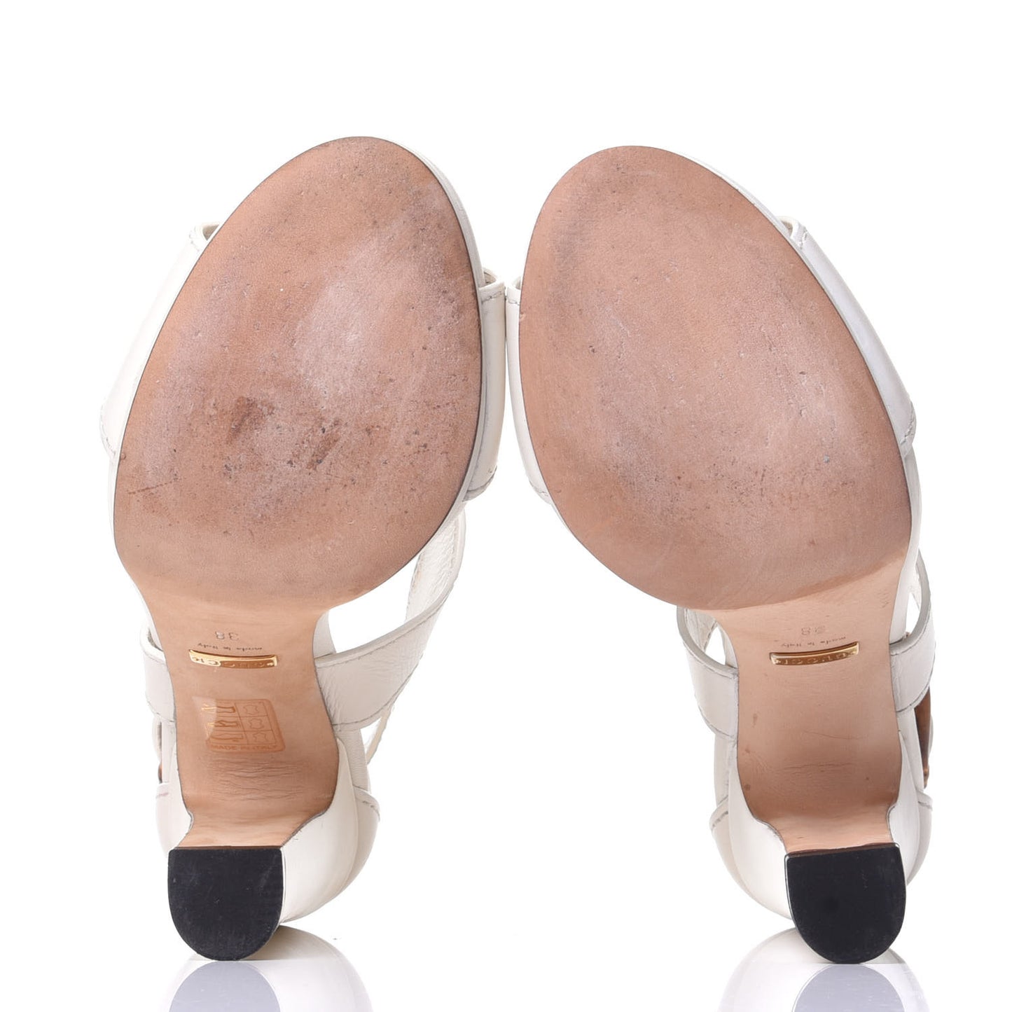 Calfskin Lifford Bamboo Buckle Platform High Heel Sandals 38 White
