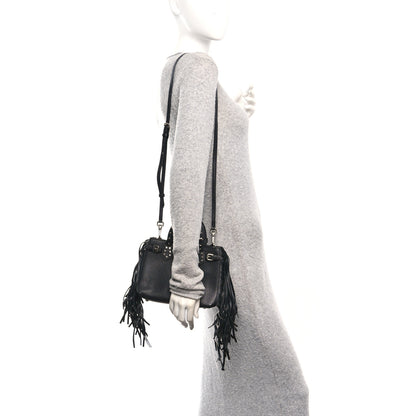 Burberry Grainy Calfskin Studded Fringe Baby Banner Tote Black 2 of 11