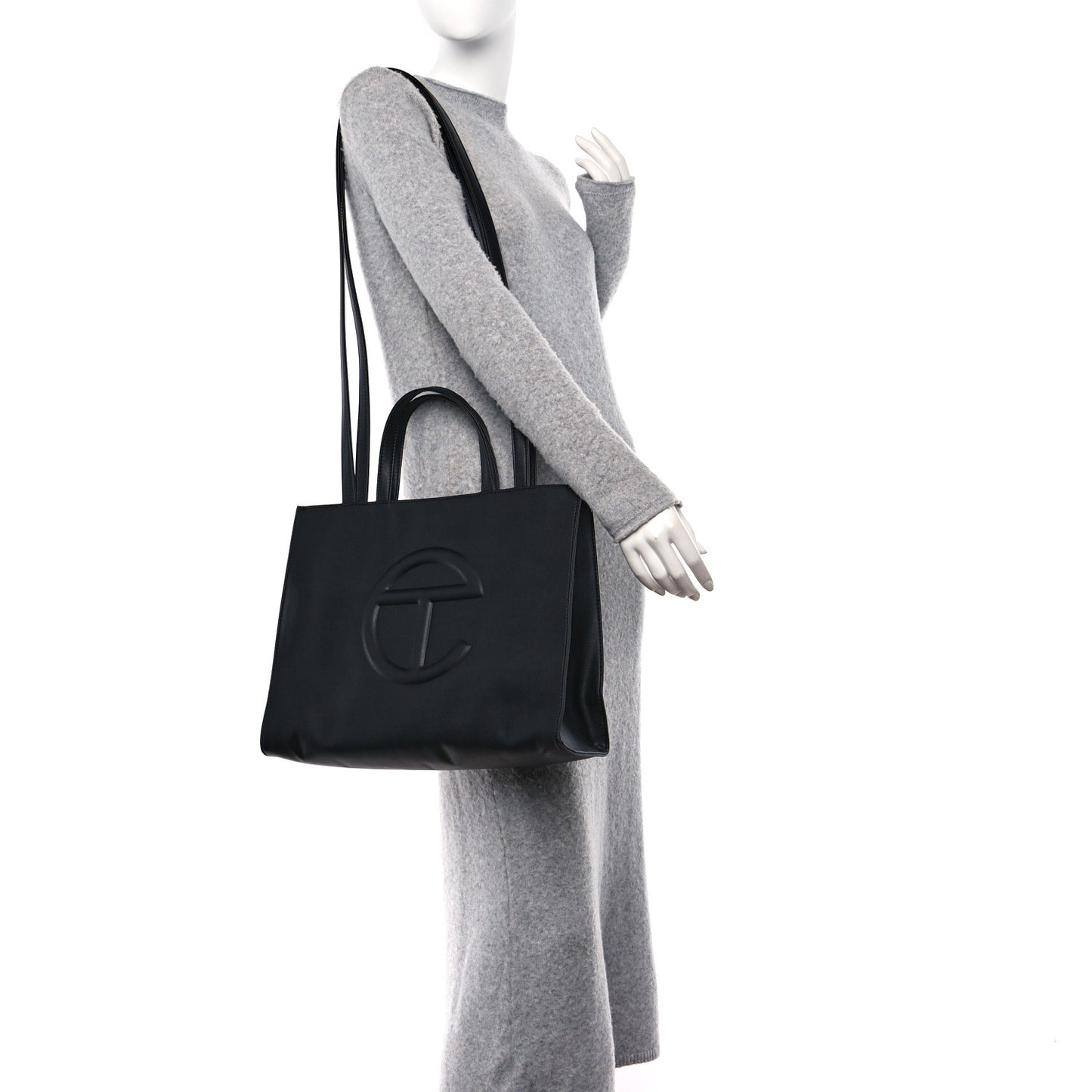 Vegan Leather Medium Shopping Bag Black