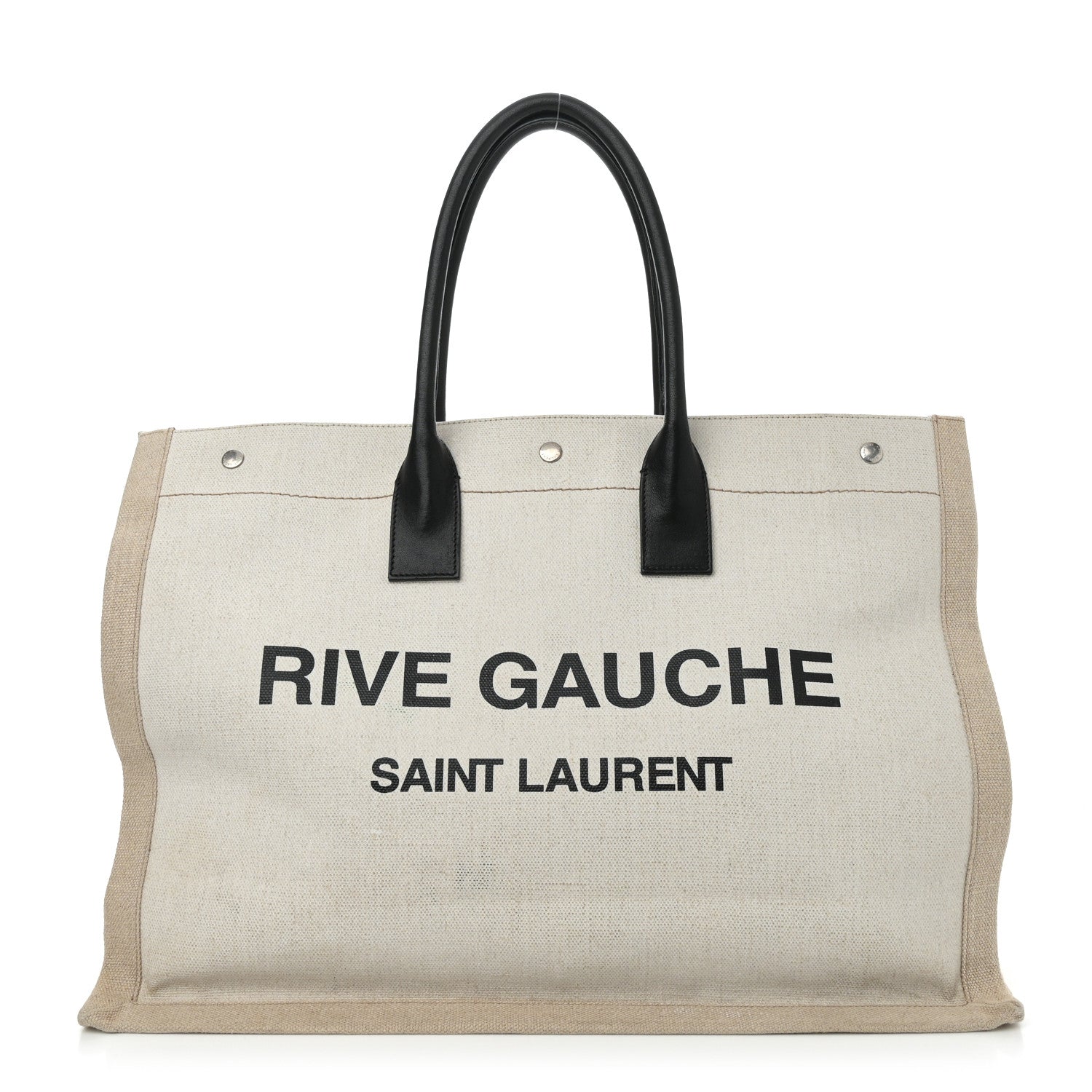 Saint Laurent Linen Calfskin Rive Gauche Tote Optic White 1 of 9