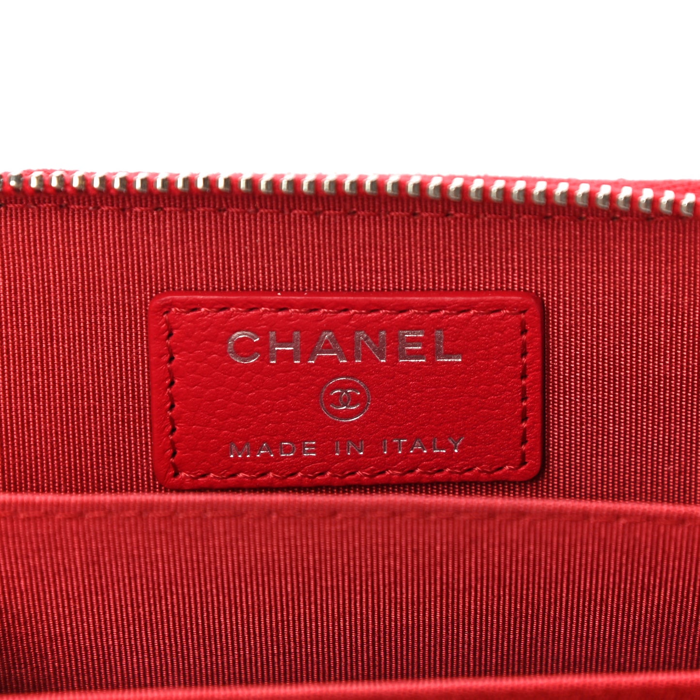 Caviar Camellia Embossed Zip Coin Purse Red