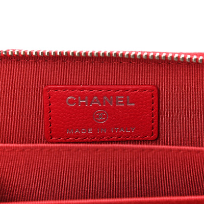 Chanel Caviar Camellia Embossed Zip Coin Purse Red 6 of 10