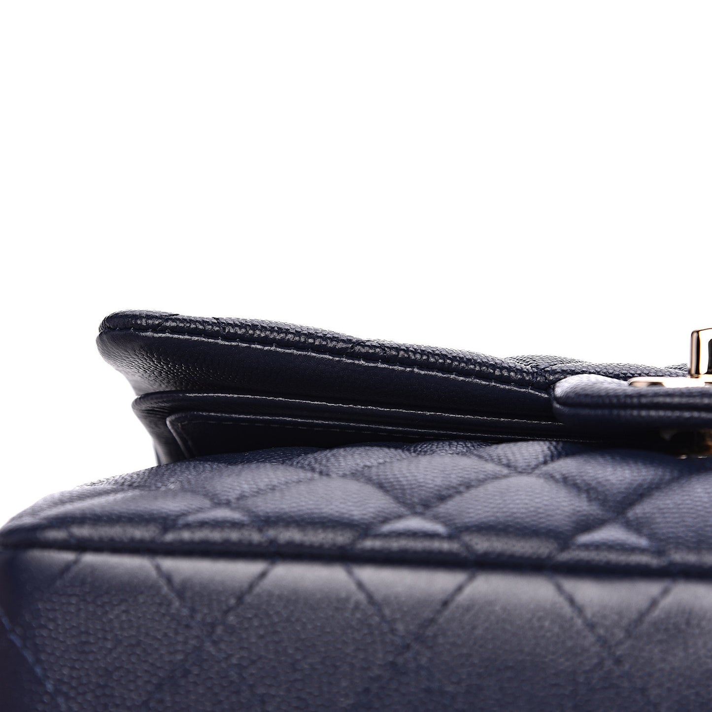 Caviar Quilted Small Double Flap Navy